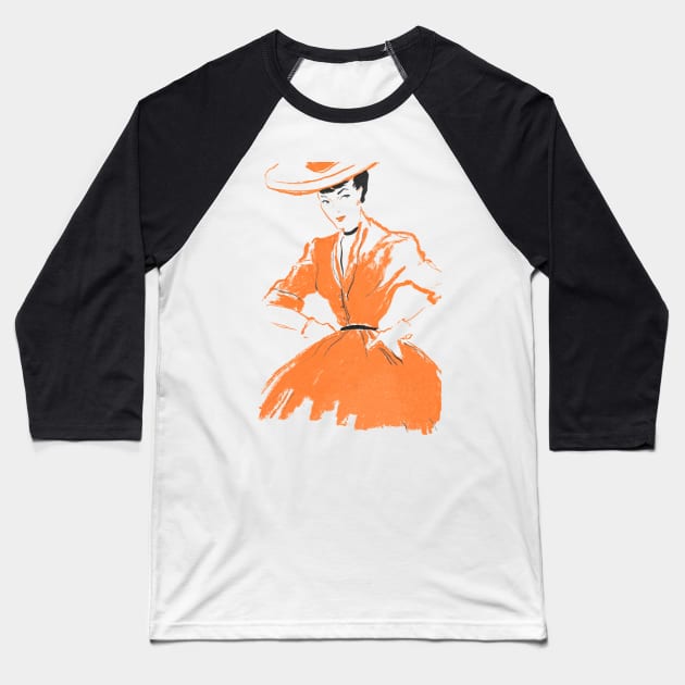 Lady in the orange dress Baseball T-Shirt by NEILBAYLIS